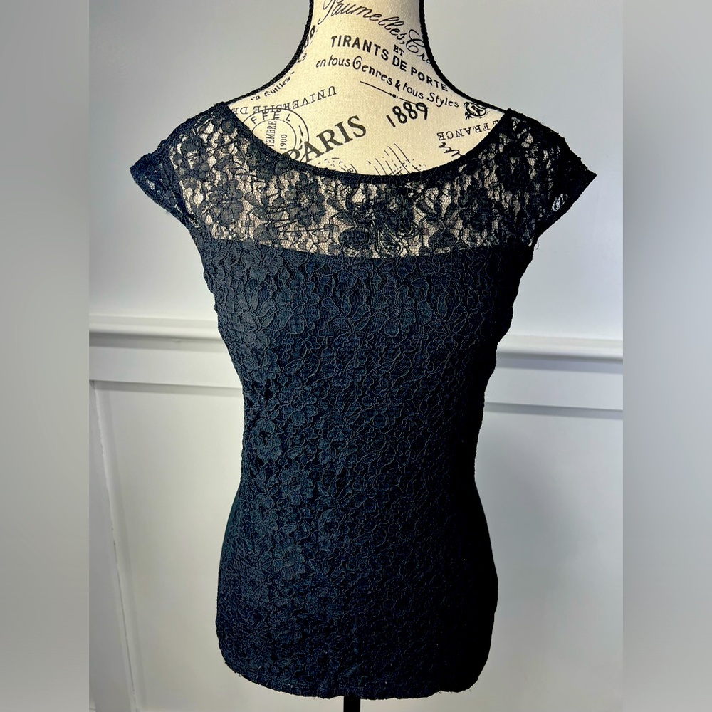 EXPRESS Black Laced Fitted Top
